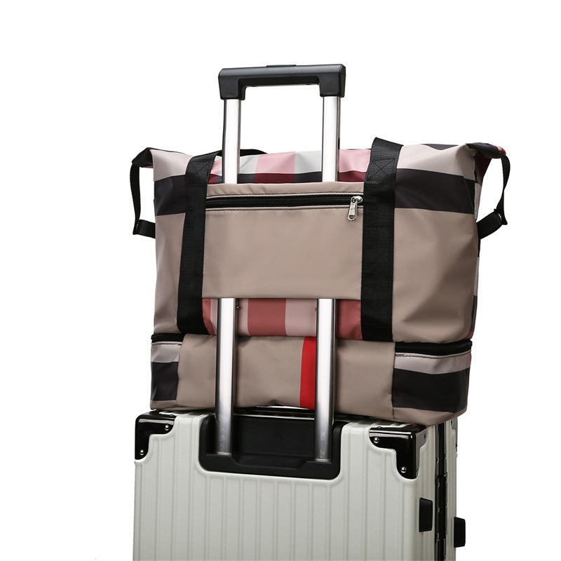 Women's Plaid Yoga Bag Dry Wet Separation Large Capacity Travel Bag Independent Shoe Warehouse Oxford Cloth Gym Bag Sports Bag