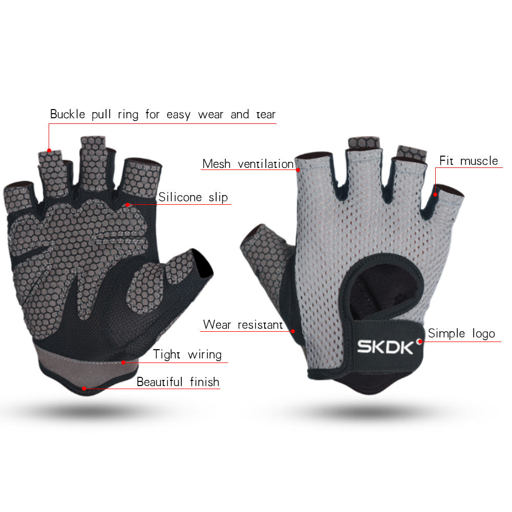 Half finger fitness gloves thin sweat-absorbent slip resistant hand