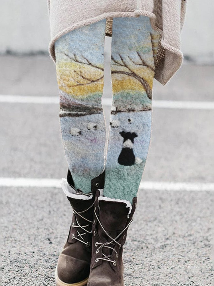 New Retro 3D Digital Print Pattern Women's Sports Yoga Pants