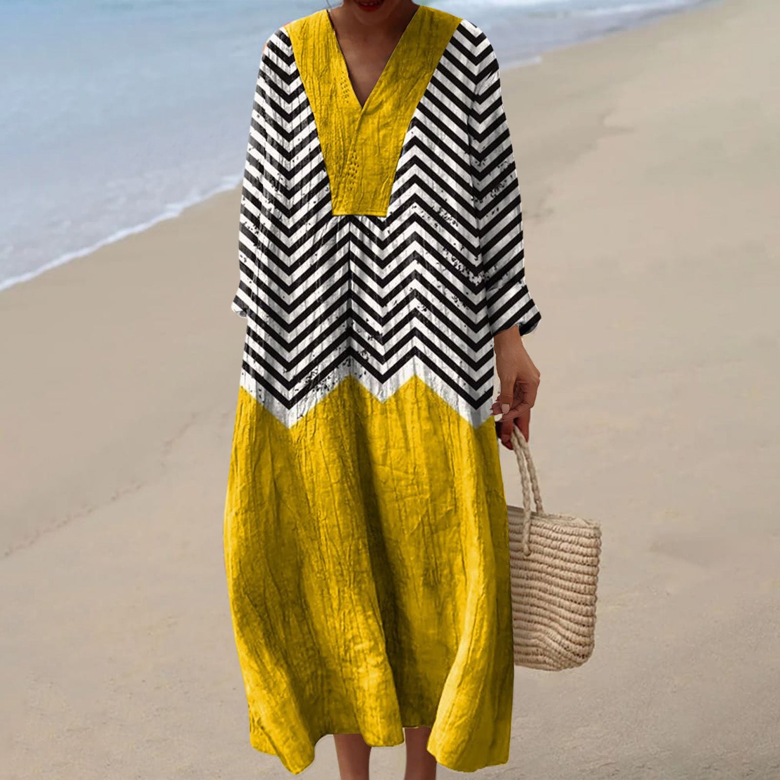 Long-sleeve Shirt  Womens Casual Floral Maxi Dress