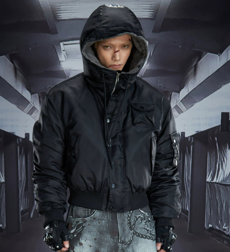 Embroidered Fleece Cotton-Padded Jacket Short-Style Outerwear