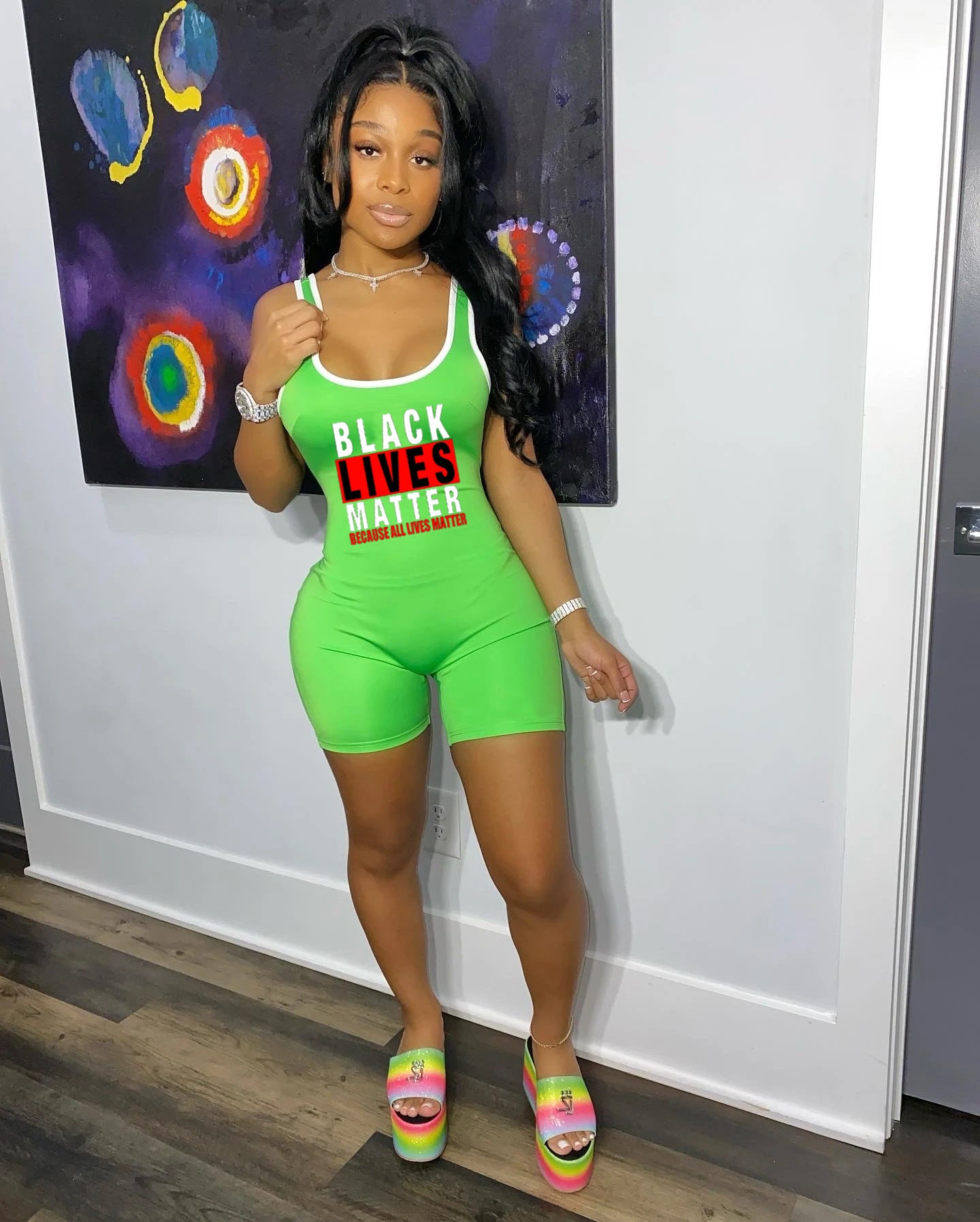 Letter print tank top jumpsuit