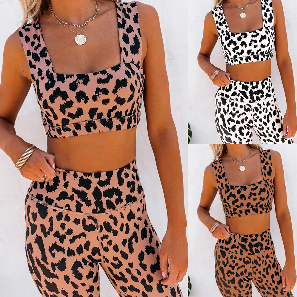 Digital Printed Yoga Leopard Print Women's Suit
