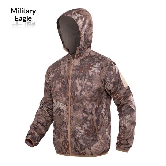 Quick-drying Camouflage Skin Suit Tactical Hooded Outdoor Windbreaker With Breathable Design