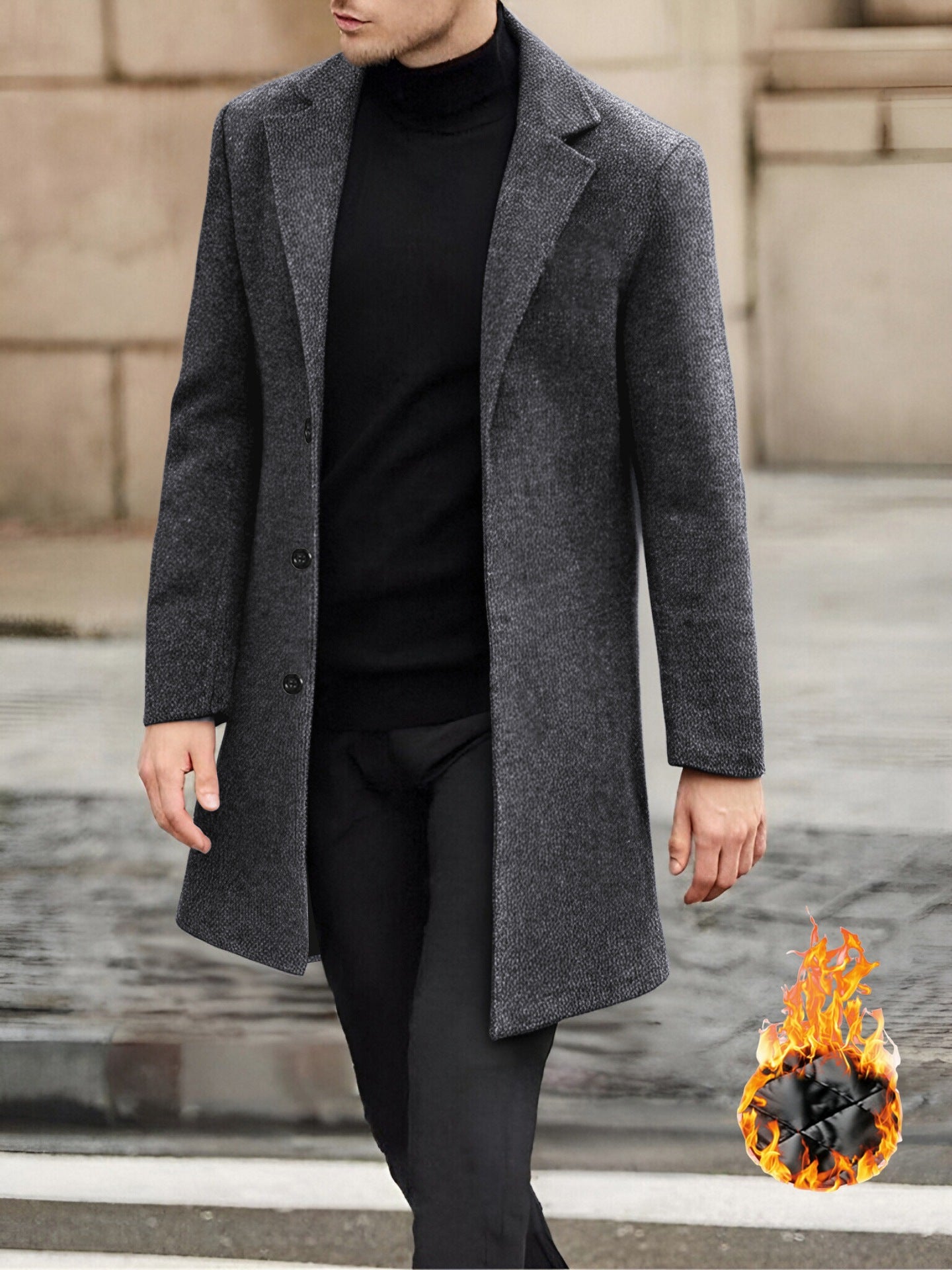 Single Breasted Lapel Windbreaker Woolen Coat