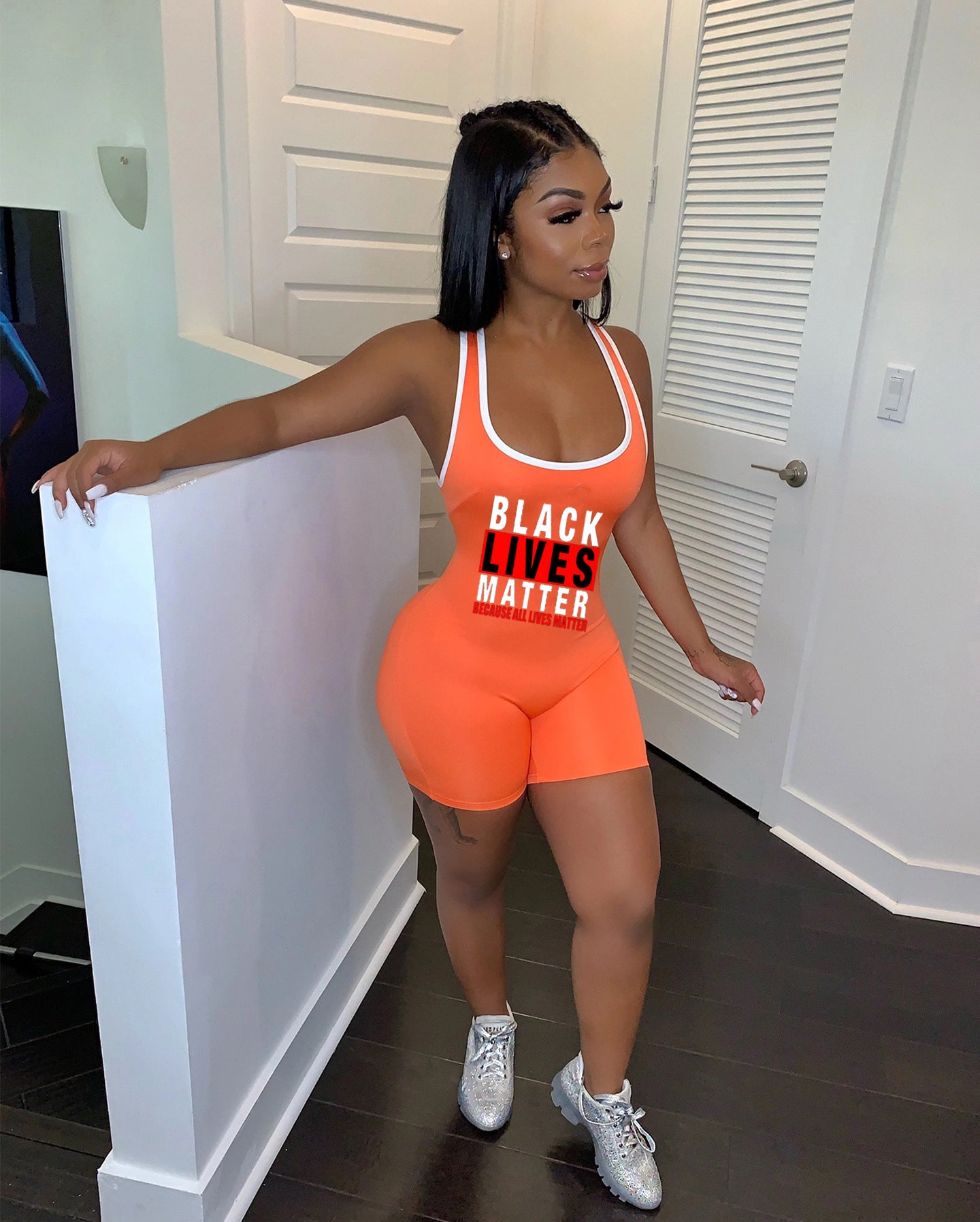 Letter print tank top jumpsuit