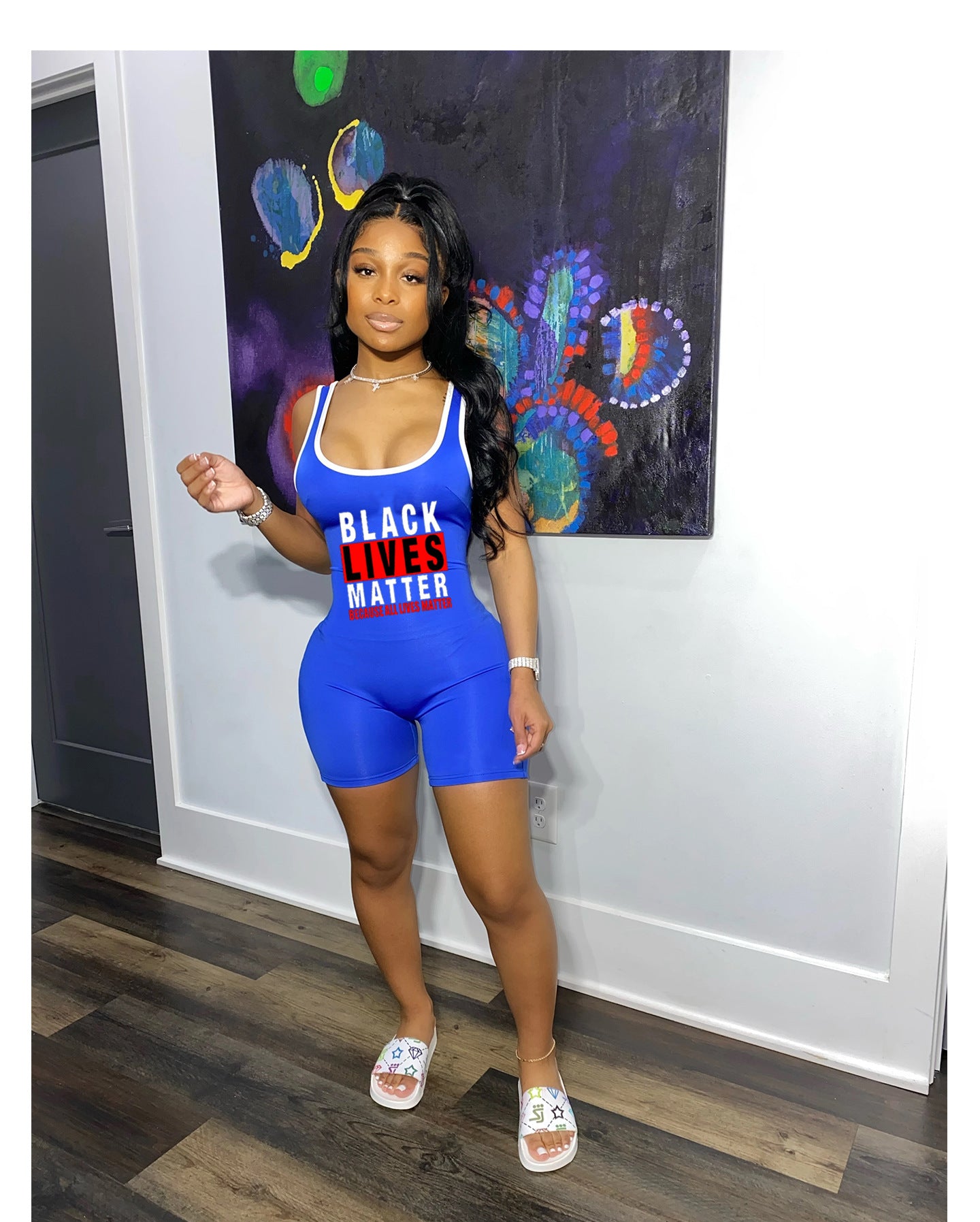 Letter print tank top jumpsuit