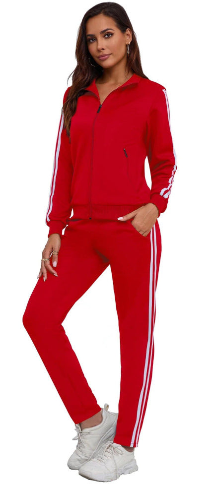 Women's Fashionable Printed Sports Long-Sleeve Hoodie Set