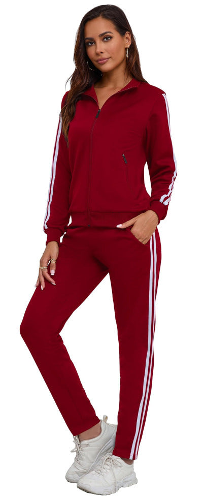 Women's Fashionable Printed Sports Long-Sleeve Hoodie Set