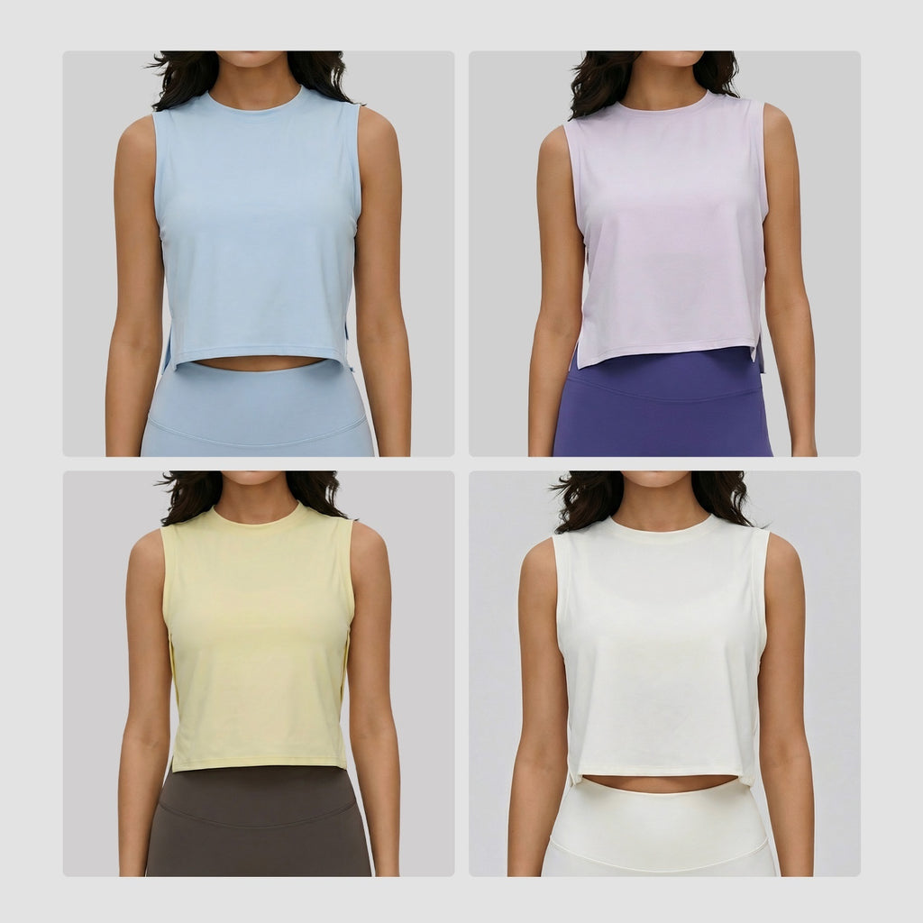 Sleeveless Womens Cropped Loose-fitting Yoga Toplightweight Breathable And Casual