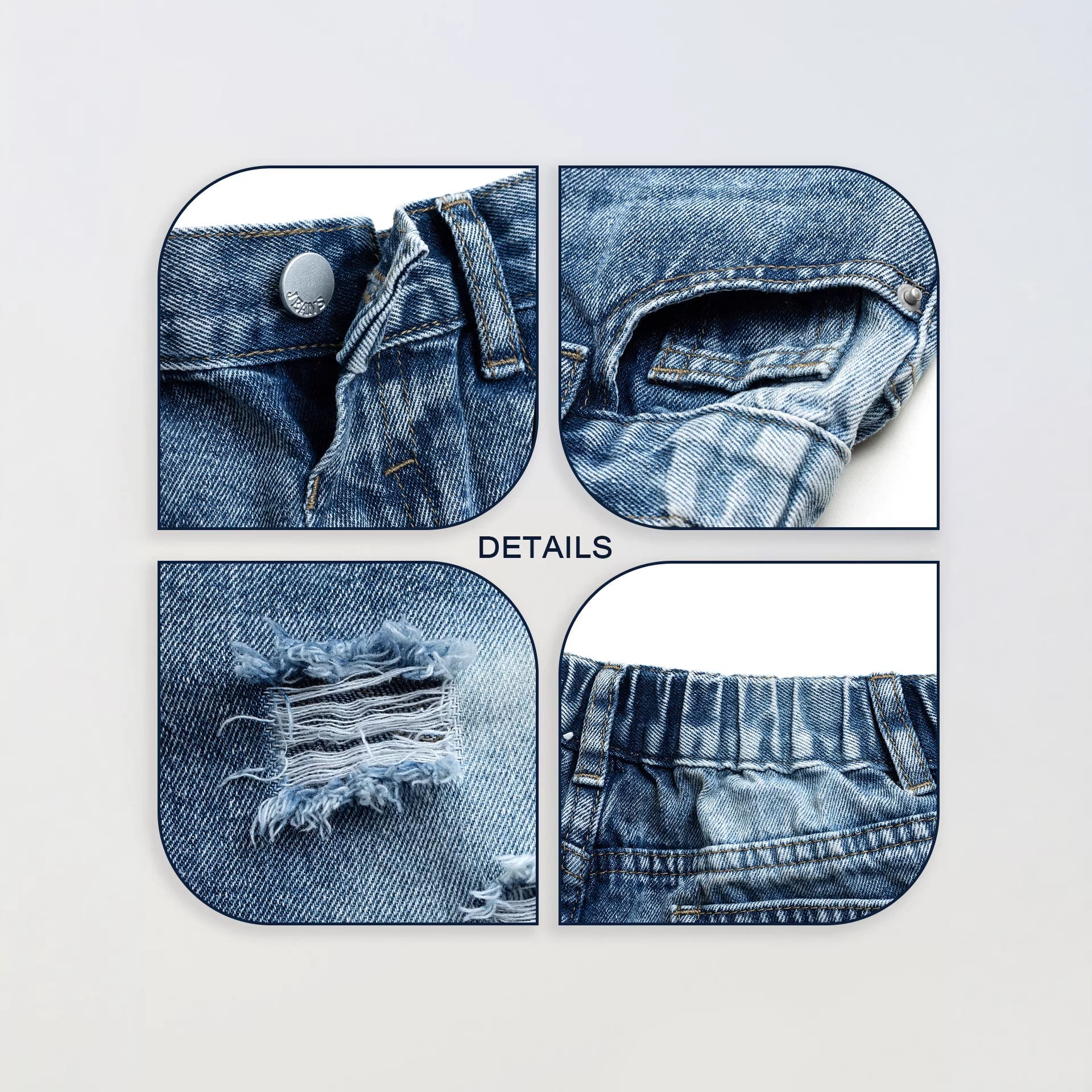 Street-style Distressed Wash Girls Denim Shorts