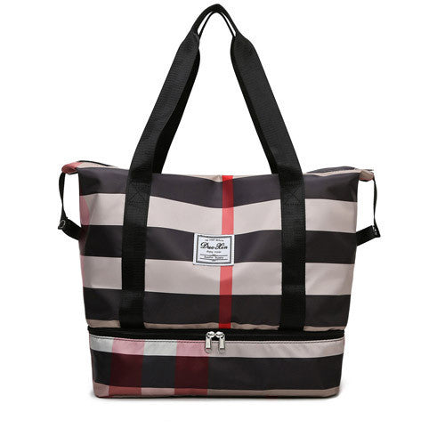 Women's Plaid Yoga Bag Dry Wet Separation Large Capacity Travel Bag Independent Shoe Warehouse Oxford Cloth Gym Bag Sports Bag