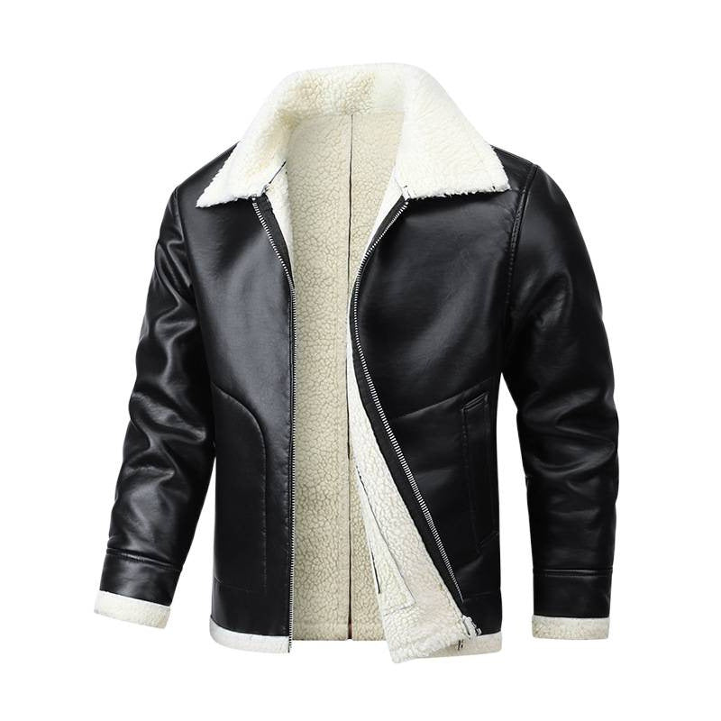 Fleece Lined Extra Thick Leather And Fur Jacket