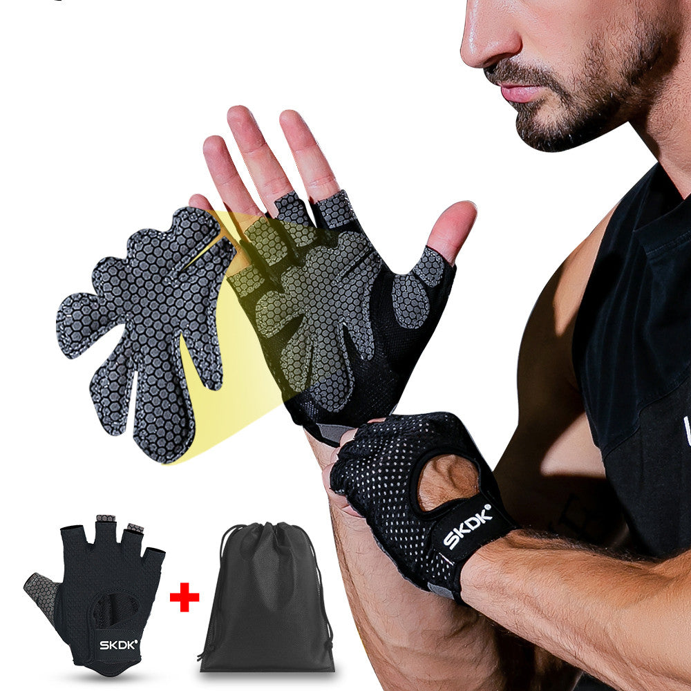 Half finger fitness gloves thin sweat-absorbent slip resistant hand