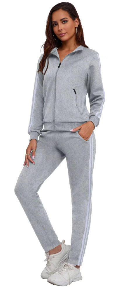 Women's Fashionable Printed Sports Long-Sleeve Hoodie Set