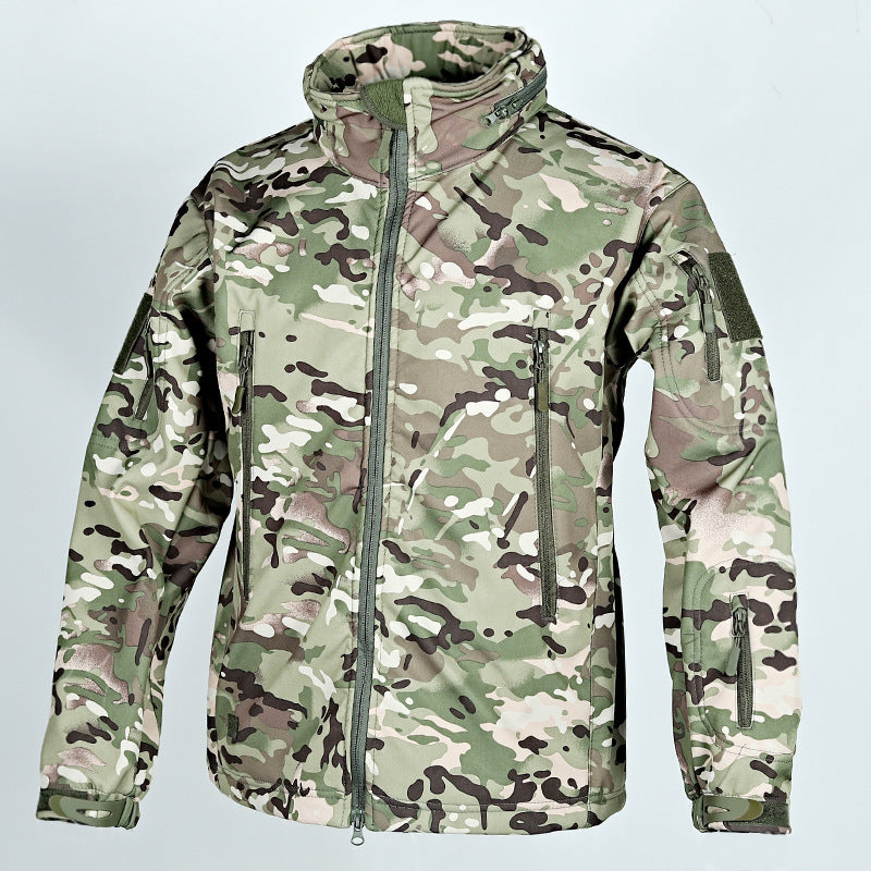 Soft-shell Tactical Hooded Adjustable Camouflage Trench Coat