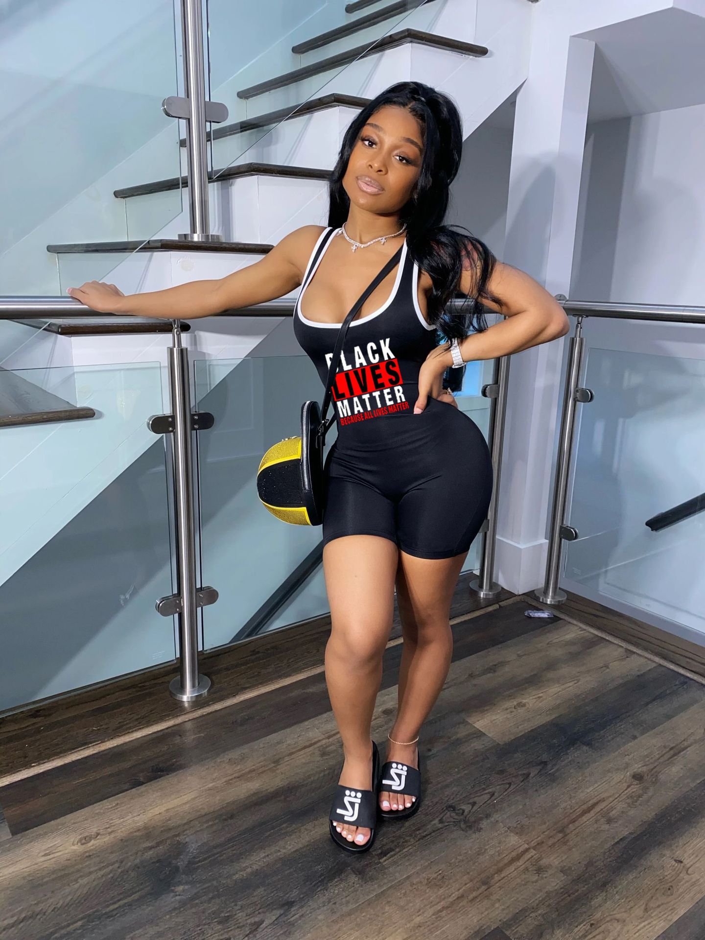 Letter print tank top jumpsuit