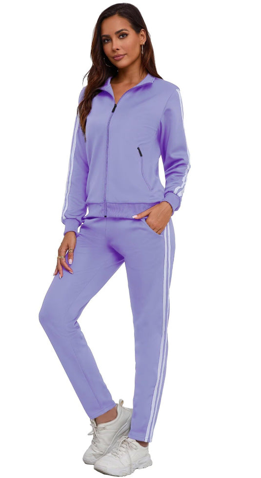 Women's Fashionable Printed Sports Long-Sleeve Hoodie Set