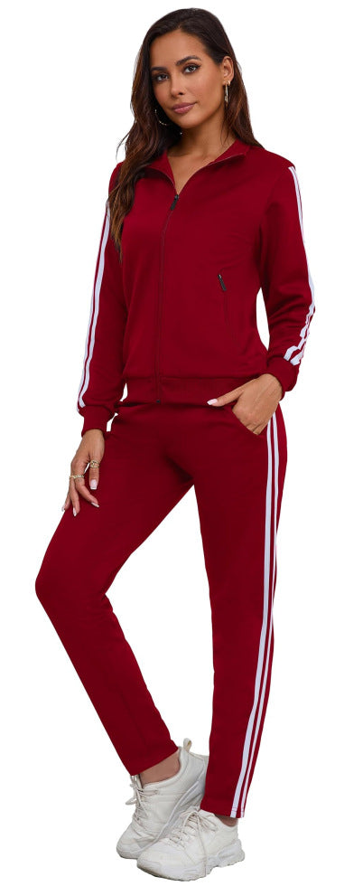 Women's Fashionable Printed Sports Long-Sleeve Hoodie Set