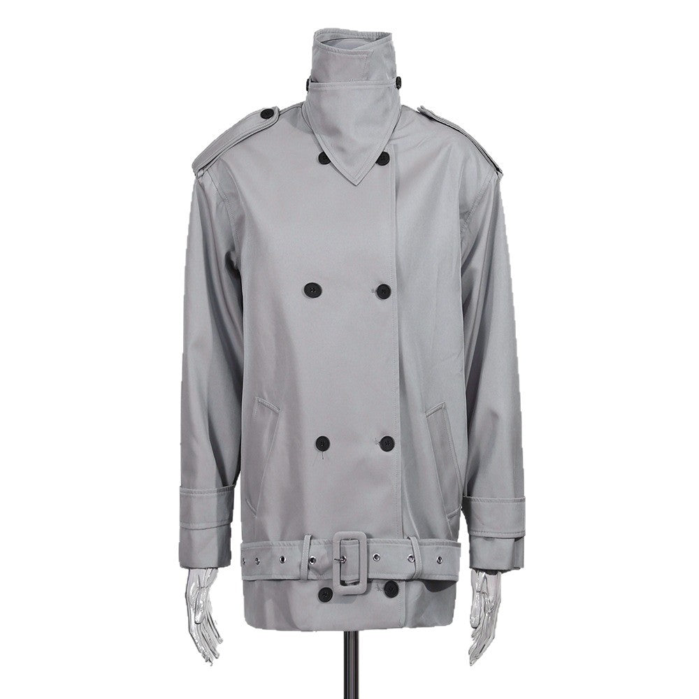 Womens Stylish Double-breasted Cropped Trench Coat