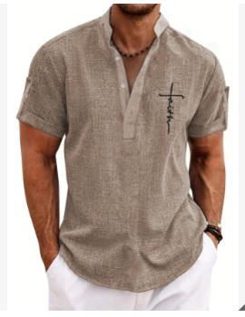 Men's casual suit 3D printed zipper short sleeved polo shirt