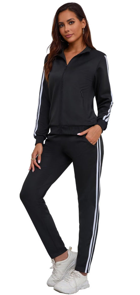 Women's Fashionable Printed Sports Long-Sleeve Hoodie Set