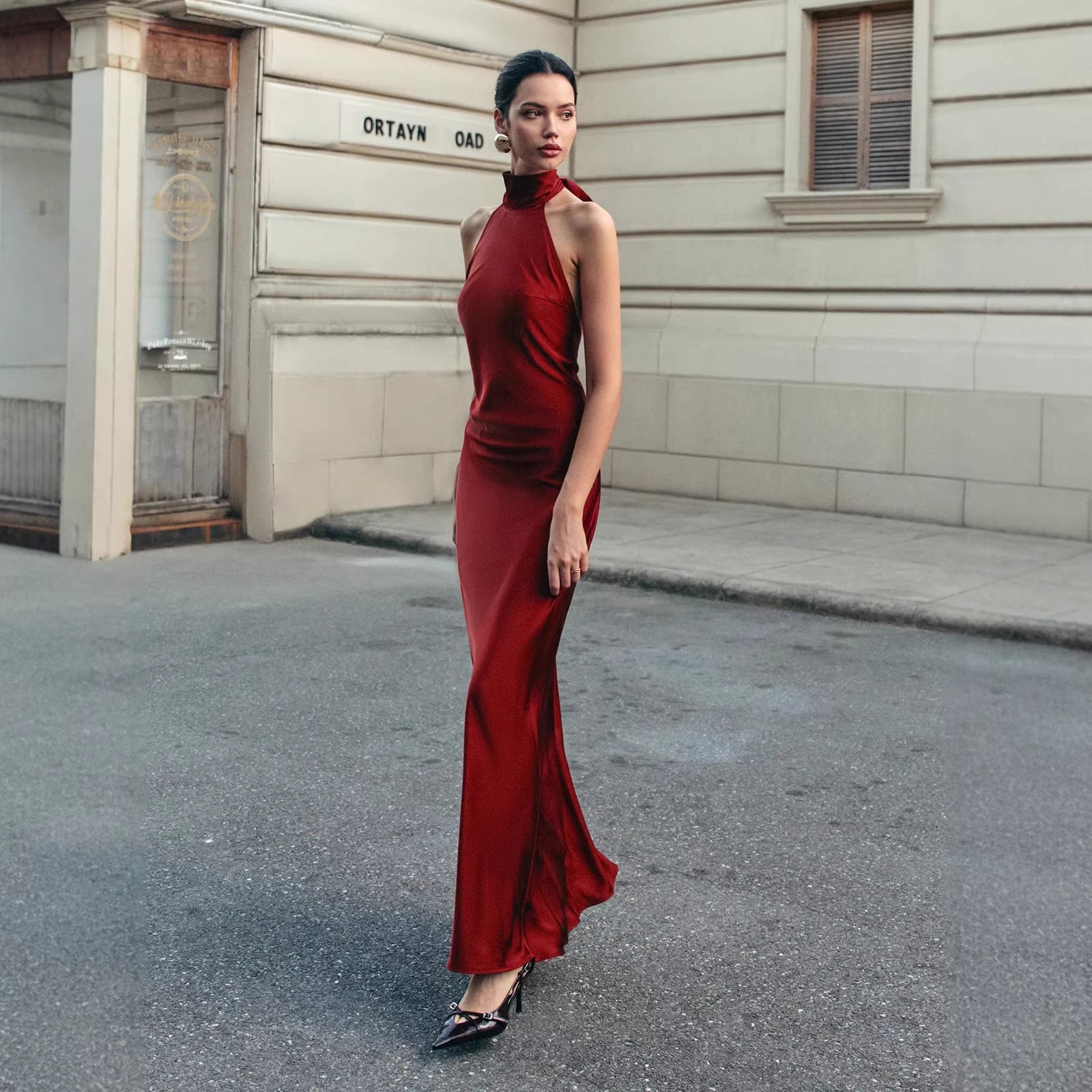 European And American-style Chic Halter-neck Bodycon Dress