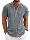 Men's casual suit 3D printed zipper short sleeved polo shirt