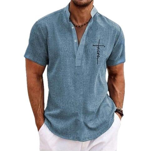 Men's casual suit 3D printed zipper short sleeved polo shirt