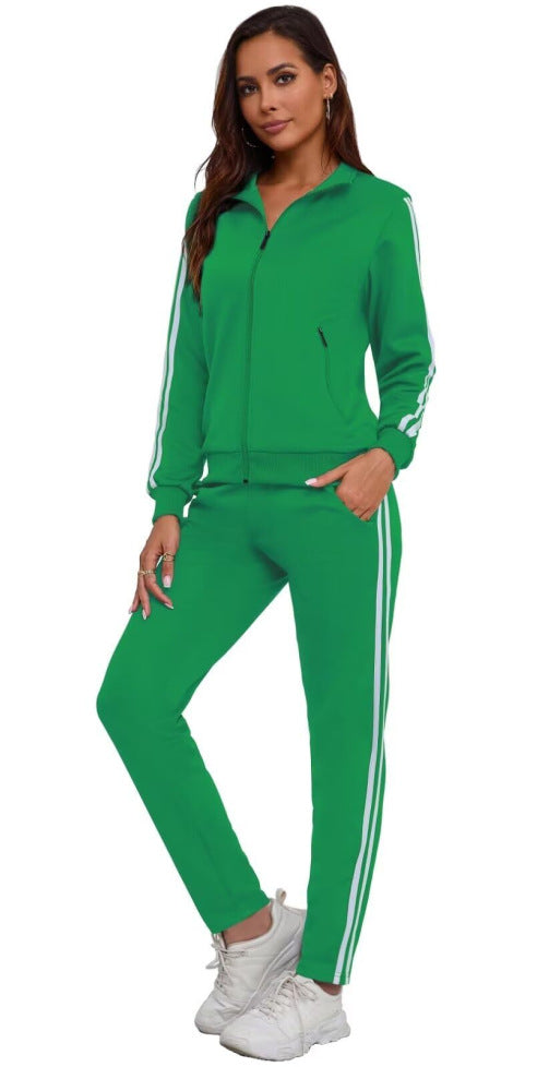 Women's Fashionable Printed Sports Long-Sleeve Hoodie Set