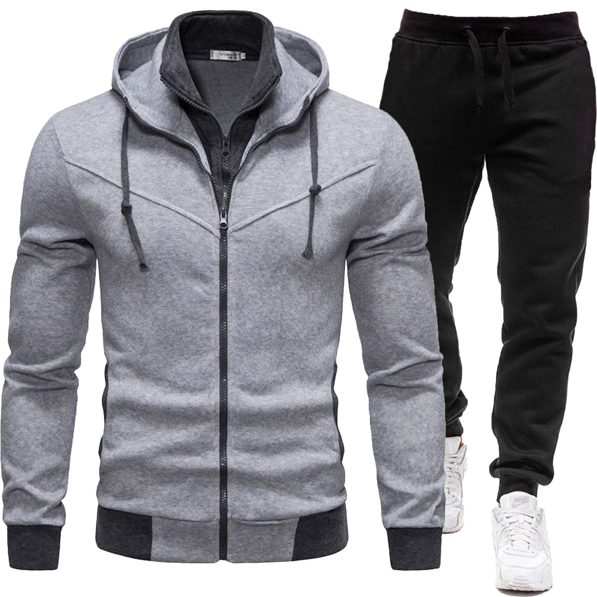 Sport-Style Patchwork Jacket And Casual Long-Sleeve Pants